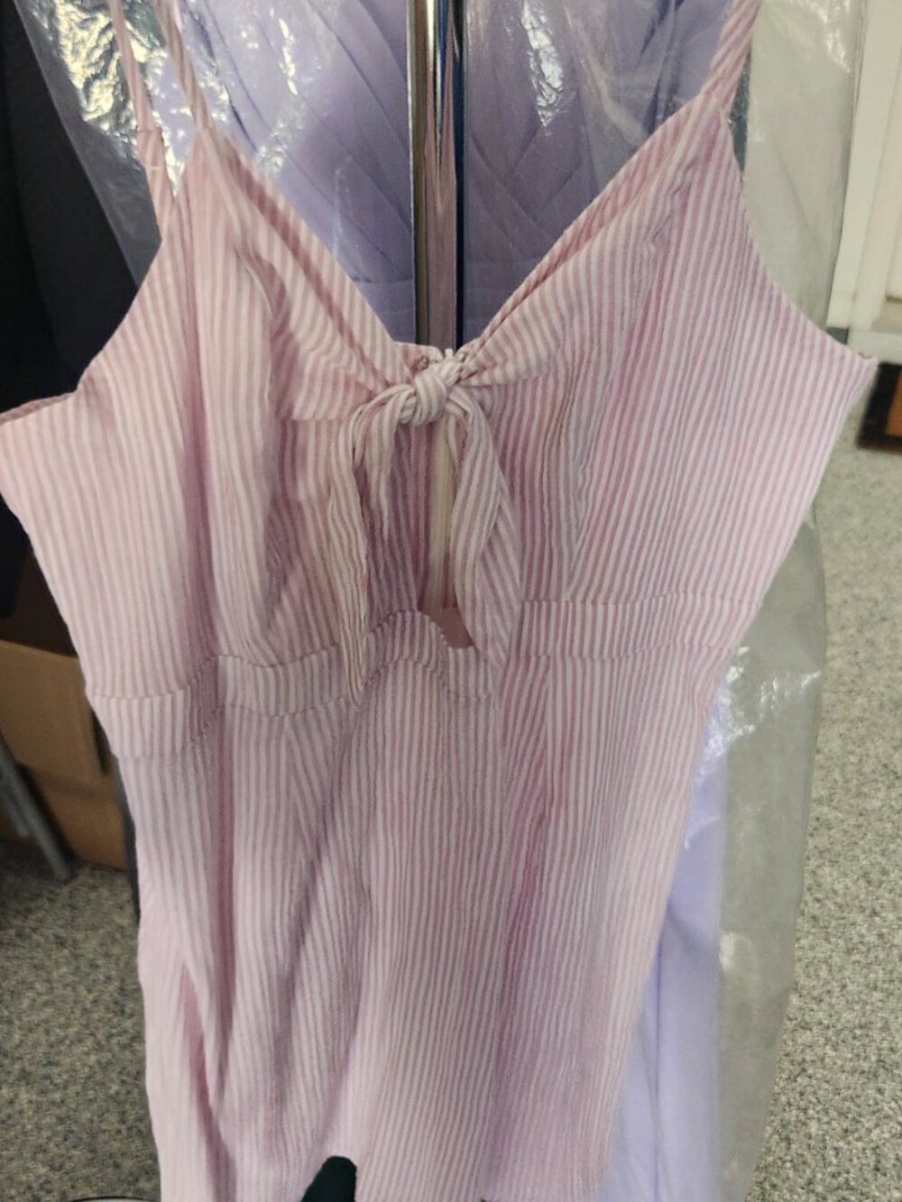Honey Punch Pink Seersucker Fit & Flare Dress | Size L